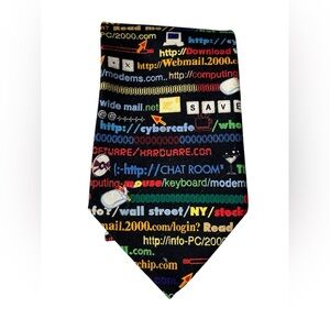 Vintage Y2K Addiction IT Technology Tech Computer Programmer Neck Tie 100% Silk